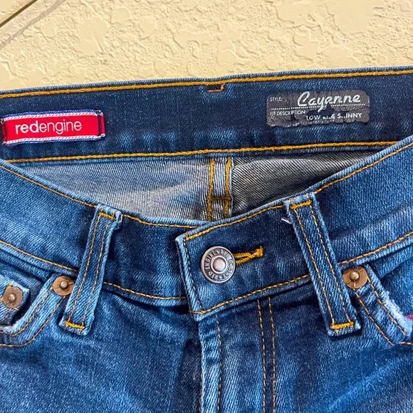 Red Engine Low Rise Skinny Blue Jeans - Picture 5 of 8